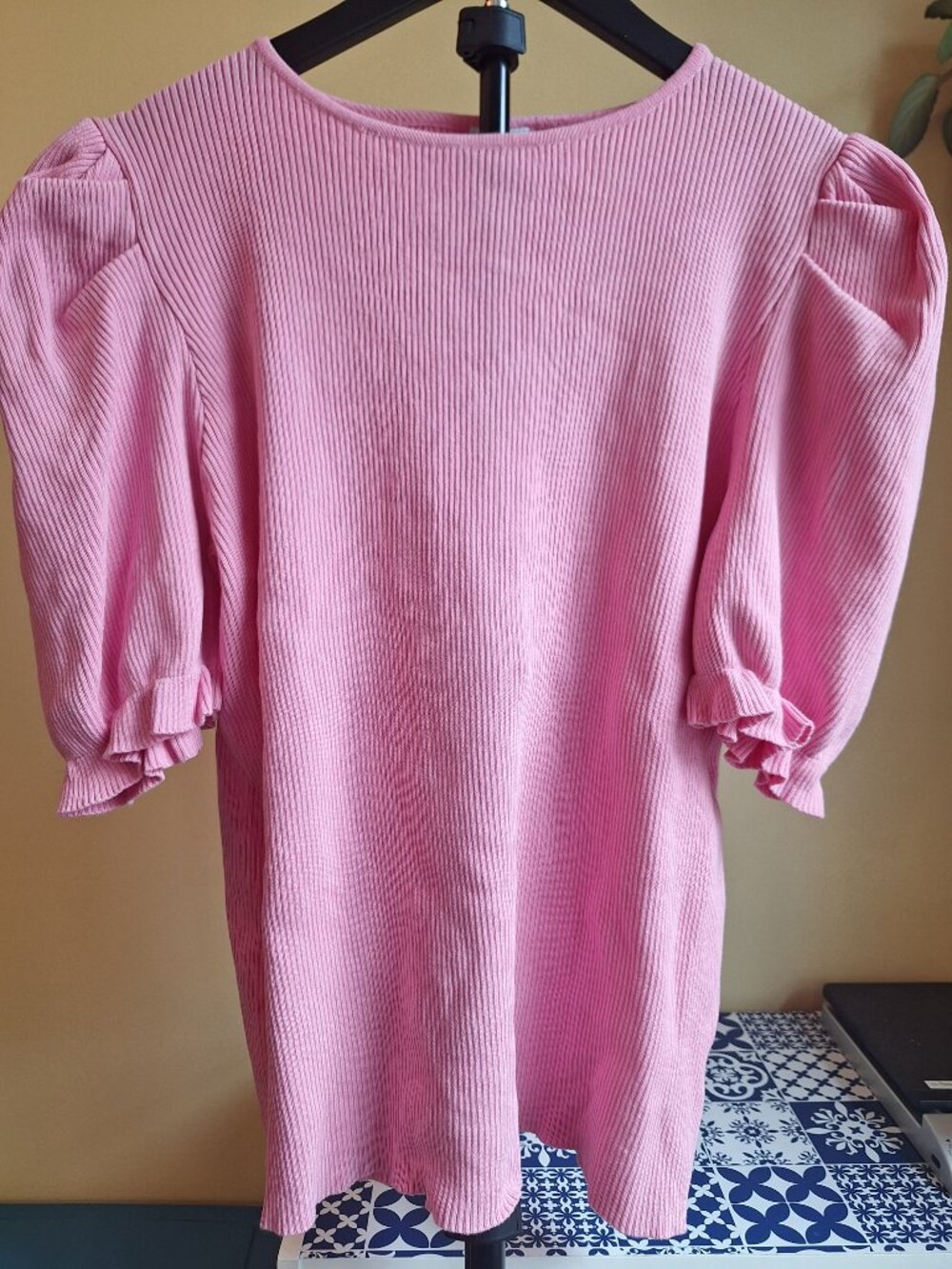 Grace + Karma Pink Puff Short Sleeve Sweater Sz XL